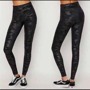 Spanx faux leather Black Camouflage Leggings